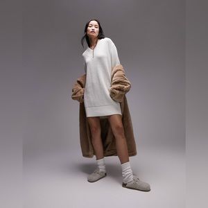(12-NWOT) $78|TopShop (Asos) Knitted Vneck Mini Dress, Cream